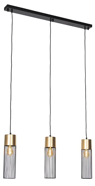Dizajnerska viseća svjetiljka crna sa zlatnim 3-svjetlo - Maura