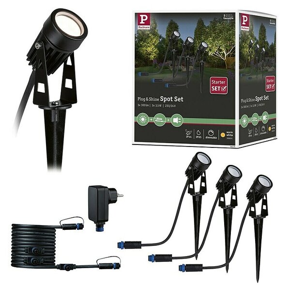 Paulmann Plug & Shine Set vrtnih LED spot svjetala (3 W, Šiljak za zabijanje u zemlju, Visina: 26 cm)