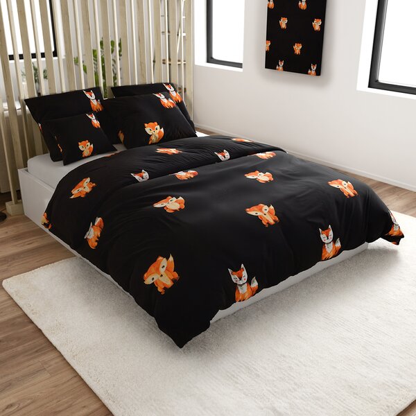 Posteljina od mikrovlakana FOXES crna Dimenzije posteljine: 2 kom 70 x 80 cm | 160 x 200 cm