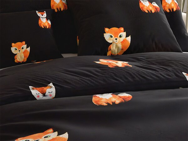 Posteljina od mikrovlakana FOXES crna Dimenzije posteljine: 2 kom 70 x 80 cm | 160 x 200 cm