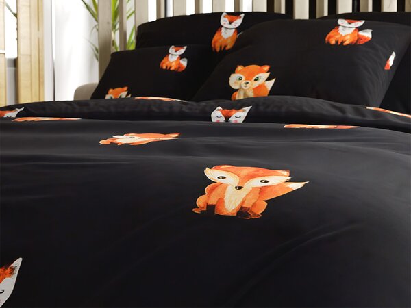 Posteljina od mikrovlakana FOXES crna Dimenzije posteljine: 2 kom 70 x 80 cm | 160 x 200 cm
