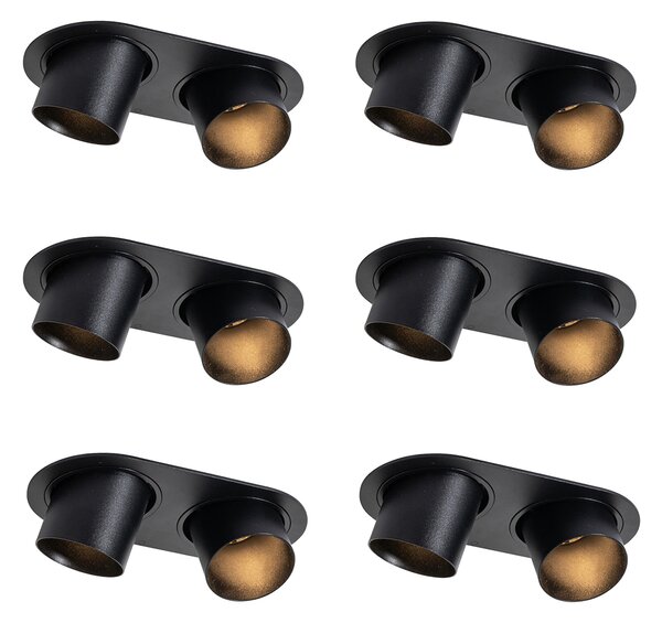 Set od 6 ugradbenih reflektora crni GU10 50mm 2-svjetla - Installa