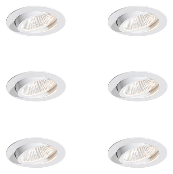 Set od 6 ugradbenih reflektora bijeli 9,5 cm uklj. LED 1300 lm mogućnost prigušivanja IP65 - Gaius
