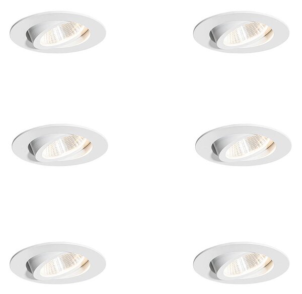 Set od 6 ugradbenih reflektora bijeli 6,8 cm uklj. LED 545 lm mogućnost prigušivanja IP65 - Gaius
