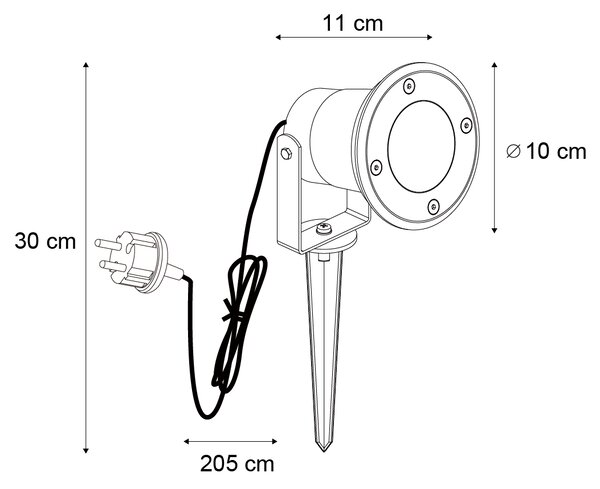 Reflektor na šiljku bež GU10 50 mm podesiv IP65 uklj. kabel i utikač - Basic