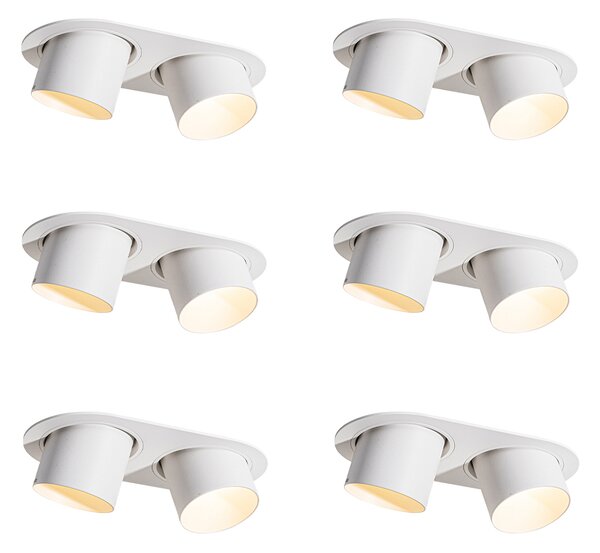 Set od 6 ugradbenih reflektora bijeli GU10 70mm nagibni 2-svjetla - Installa