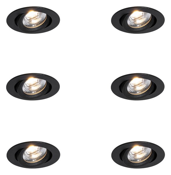 Set od 6 ugradbenih reflektora crni nagibni 8,2 cm uklj. LED Dim to Warm IP54 Ultra Slim - Pupil