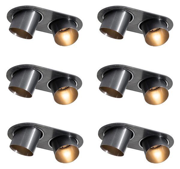 Set od 6 ugradbenih reflektora metalno sive boje GU10 50mm 2-svjetla - Installa