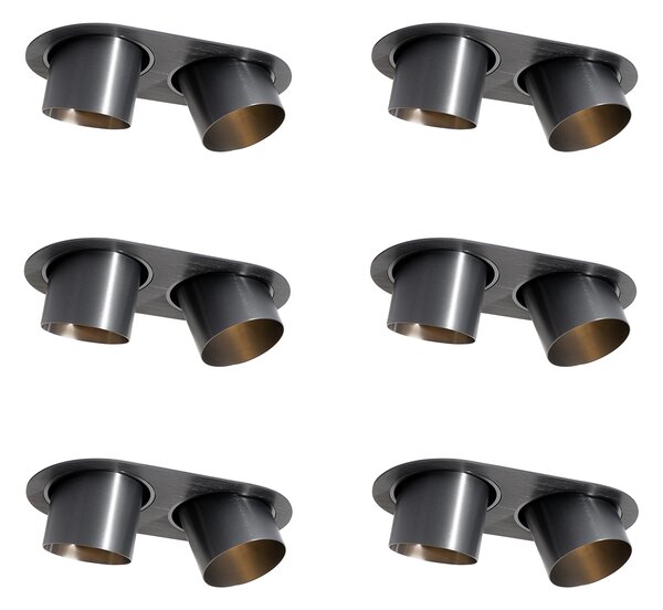 Set od 6 ugradbenih reflektora metalno sive boje GU10 70 mm, nagibni, 2 svjetla - Installa