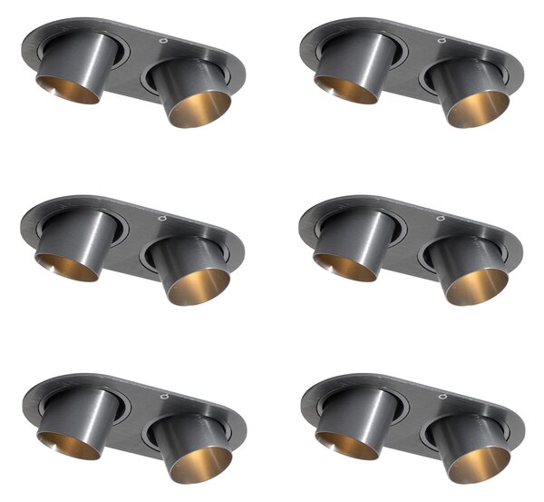 Set od 6 ugradbenih reflektora metalno sive boje GU10 35 mm, nagibni, 2-svjetla - Installa