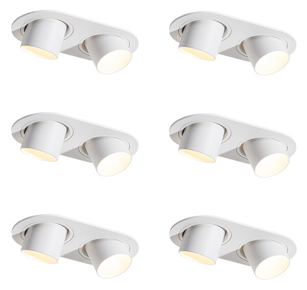 Set od 6 ugradbenih reflektora bijeli GU10 35 mm nagibni 2-svjetla - Installa