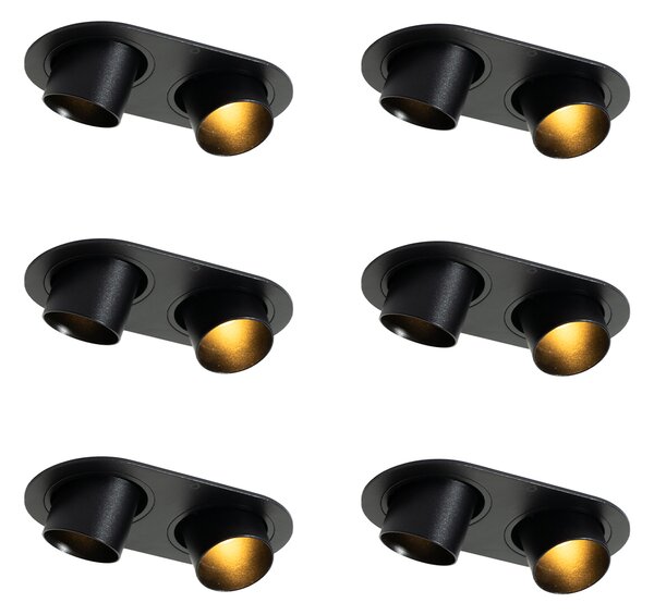 Set od 6 ugradbenih reflektora crni GU10 35 mm, mogućnost nagiba, 2-svjetla - Installa