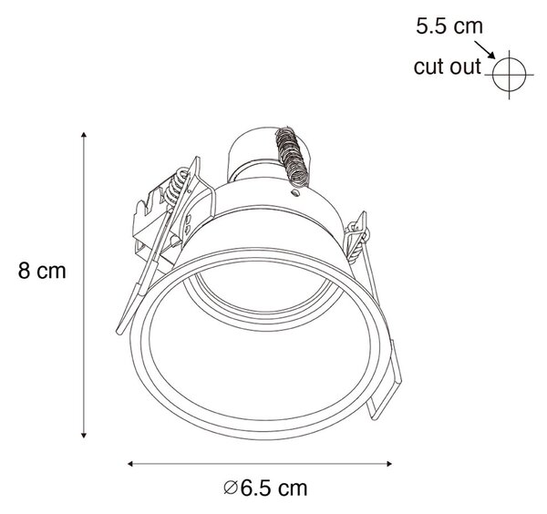 Komplet od 6 modernih ugradbenih reflektora crnih sa zlatom GU10 35mm IP44 - Dept