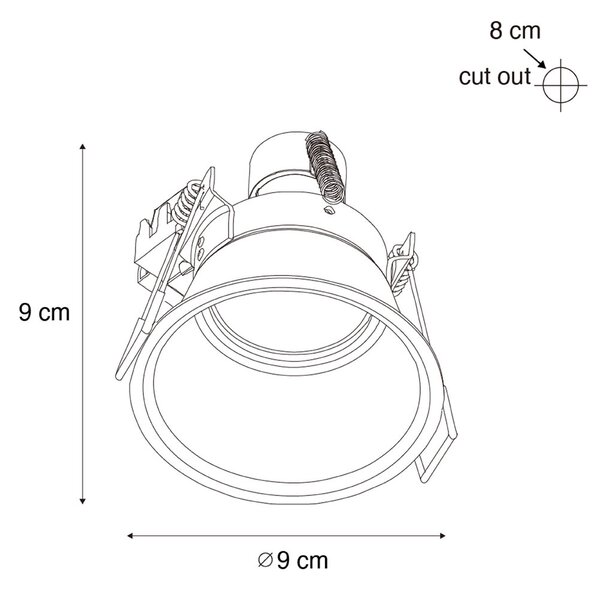 Set od 6 modernih ugradbenih reflektora crnih sa zlatnim GU10 50mm IP44 - Dept