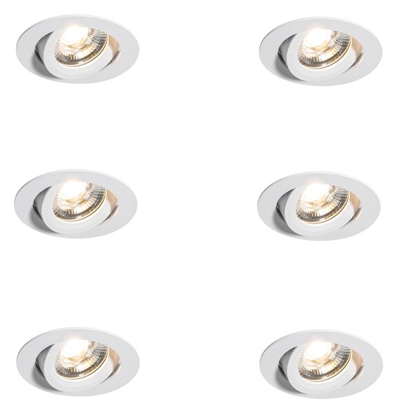 Set od 6 modernih ugradbenih reflektora bijelih 8,2 cm uklj. LED IP54 ultra tanki - Pupil