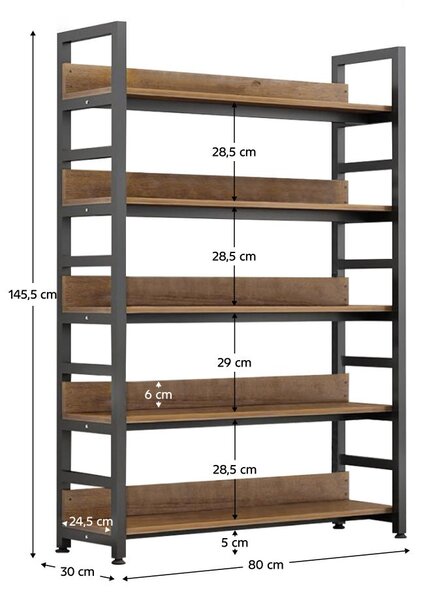 Zondo.hr Regal Jandes 1 (hrast tamni + crna). 1119412