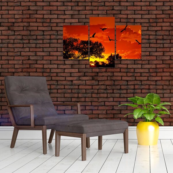 Slika ptica u zalasku sunca (90x60 cm)