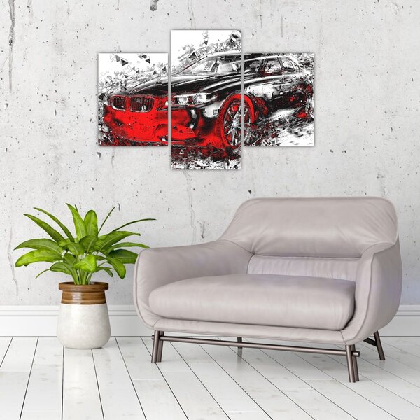 Slika - Naslikani automobil u akciji (90x60 cm)