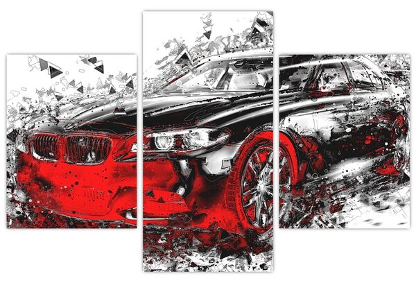 Slika - Naslikani automobil u akciji (90x60 cm)