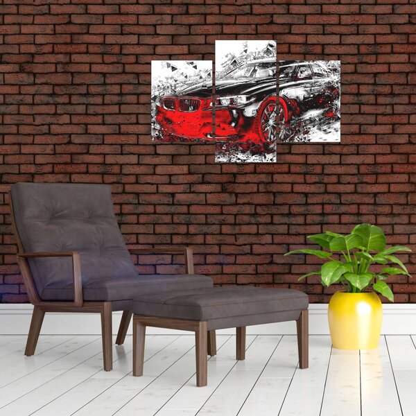 Slika - Naslikani automobil u akciji (90x60 cm)