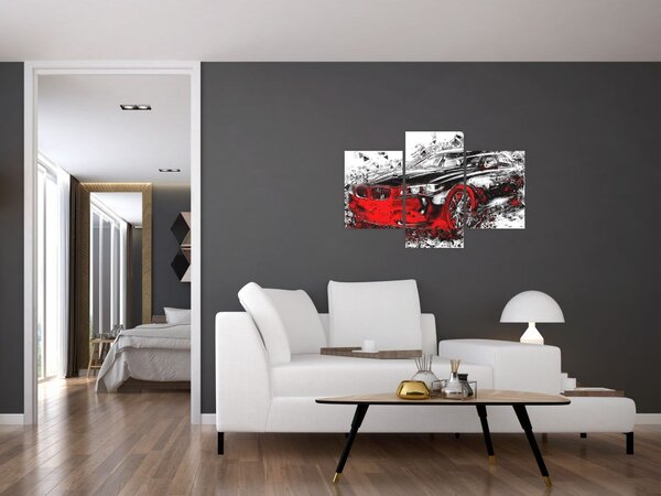 Slika - Naslikani automobil u akciji (90x60 cm)