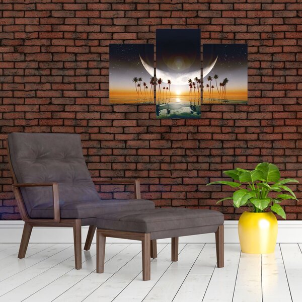 Slika - Mjesec iznad palmi (90x60 cm)
