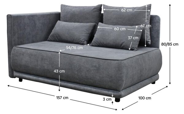 Sofa Lestat (siva) (L)