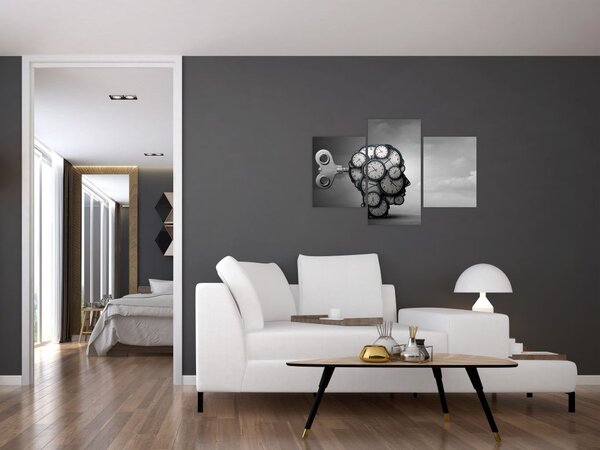 Umjetnička slika glave sa satom (90x60 cm)