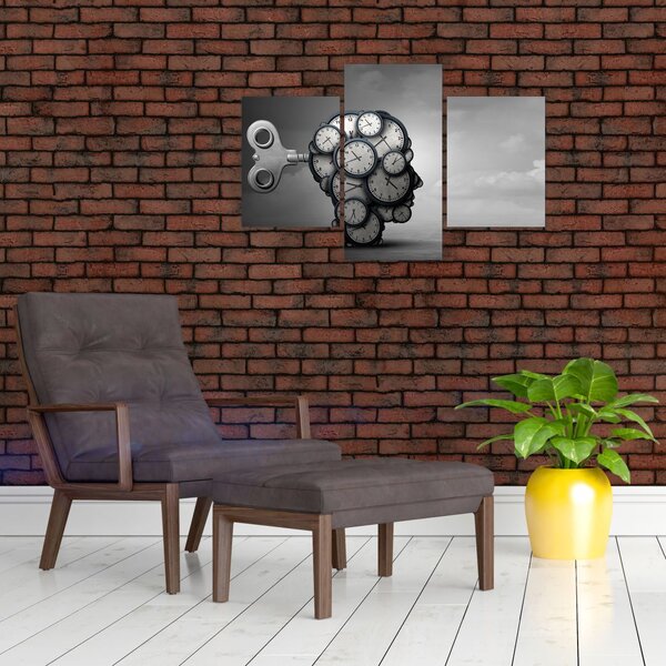 Umjetnička slika glave sa satom (90x60 cm)