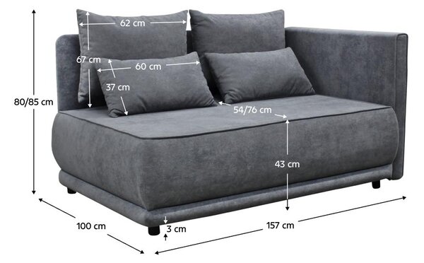 Sofa Lestat (siva) (D)