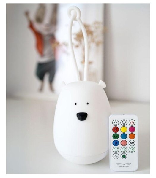 Rabbit&Friends mekana noćna svjetiljka za objesiti Medo USB‑C + daljinski - bijela