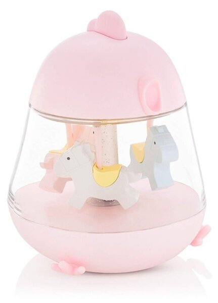 Rabbit&Friends noćna svjetiljka s glazbenom kutijom i vrtuljkom - Pastel Pink, USB punjenje