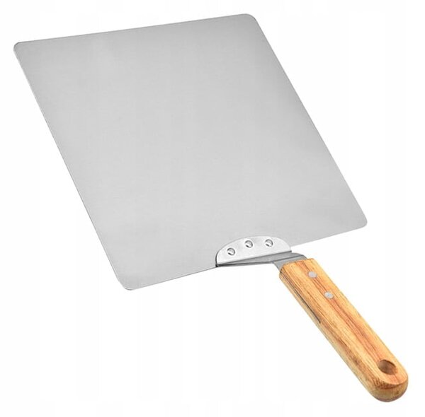 Snažni reket od nehrđajućeg čelika za pizzu 44 cm drveni držač