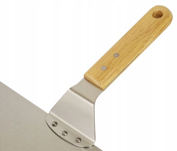 Snažni reket od nehrđajućeg čelika za pizzu 44 cm drveni držač