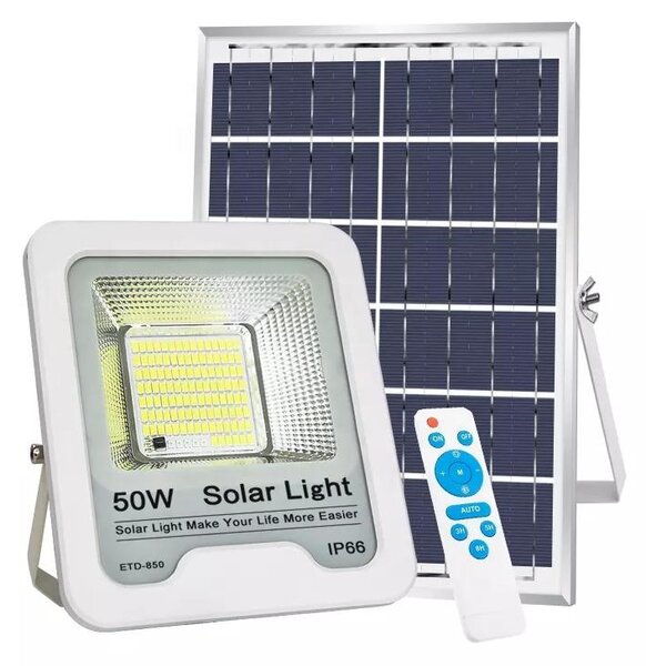 Solarni led reflektor 50w + daljinski upravljalec ip66 - hurtnet