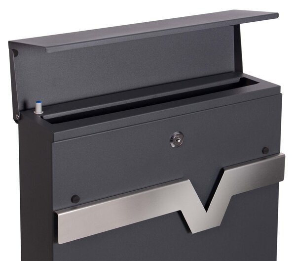 Poštanski sandučić s antracit + inox soft inox mekim zakidačem v60