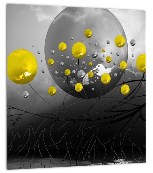 Slika - žute apstraktne kugle (30x30 cm)