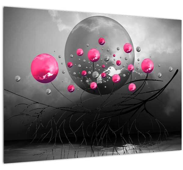 Slika ružičastih apstraktnih kugli (70x50 cm)