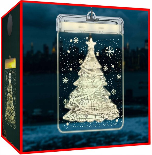 Ugravirani 3D pleksiglassi LED toplo bijelo 17 cm božićno drvce