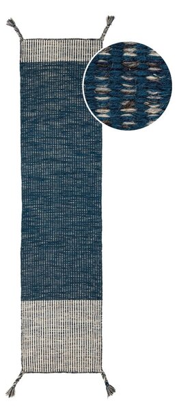 Plava vunena staza Flair Rugs Anu, 60 x 200 cm