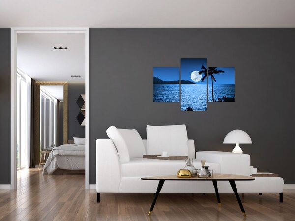 Slika - Mjesec iznad morske površine (90x60 cm)