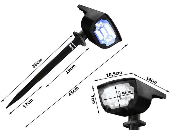 Solarni ukrasni reflektor pod ili zidni LED RGBW IP65 svjetiljka