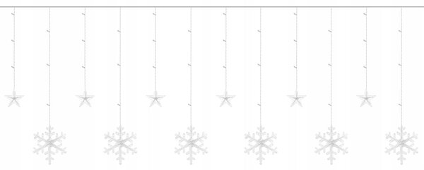 Novogodišnja svjetleća zavjesa 138 LED hladno bijela 2,5m snježne pahulje 8 funkcija