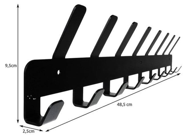 Crni zid vješanje - kuke od 48 cm za vješanje 17x