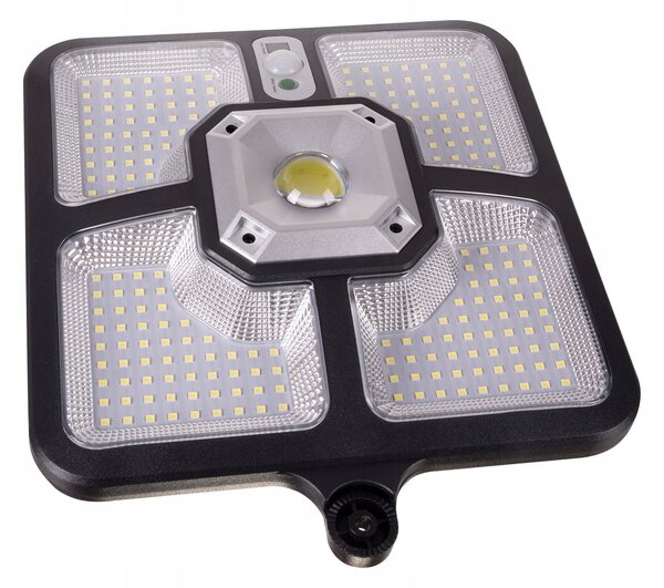 Solar Road 220 SMD + 15 COB LED svjetiljka s PIR sezonom Black + Remote