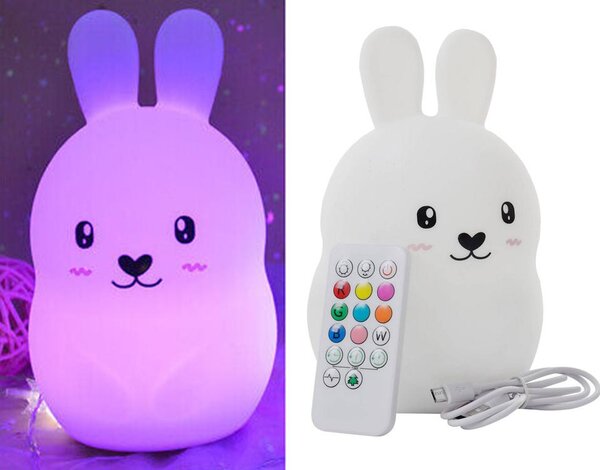 LED RGB baterija meko silikonsko svjetlo 1200mAh zec + daljinski upravljač