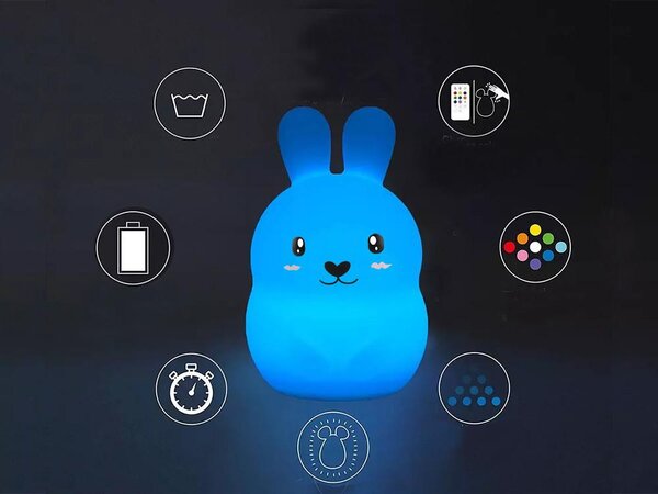 LED RGB baterija meko silikonsko svjetlo 1200mAh zec + daljinski upravljač