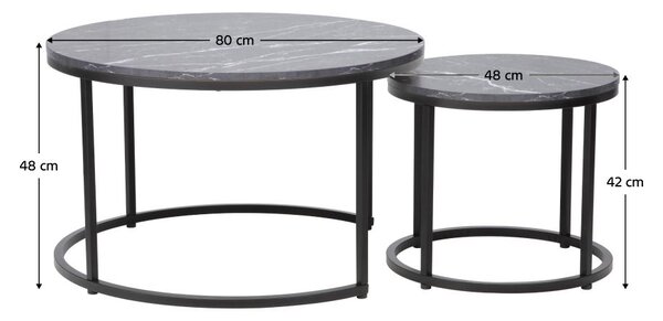 Set stolića ta kavu (2 kom.) Cayera (tamnosiva + crna)