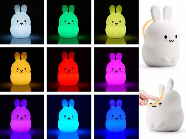 LED RGB baterija meko silikonsko svjetlo 1200mAh zec + daljinski upravljač