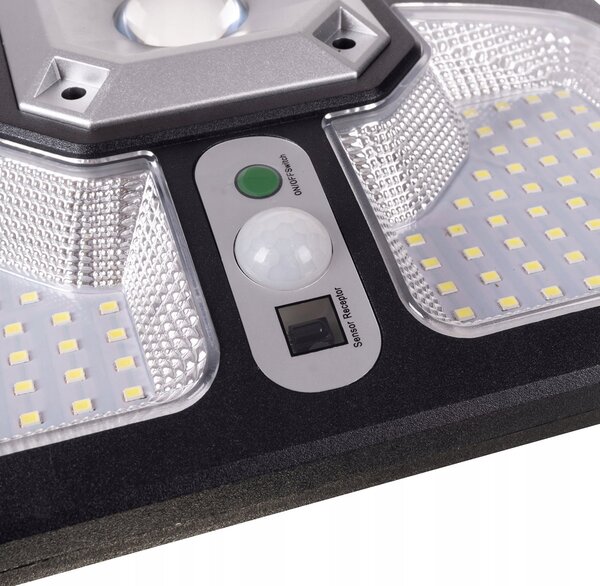 Solar Road 220 SMD + 15 COB LED svjetiljka s PIR sezonom Black + Remote